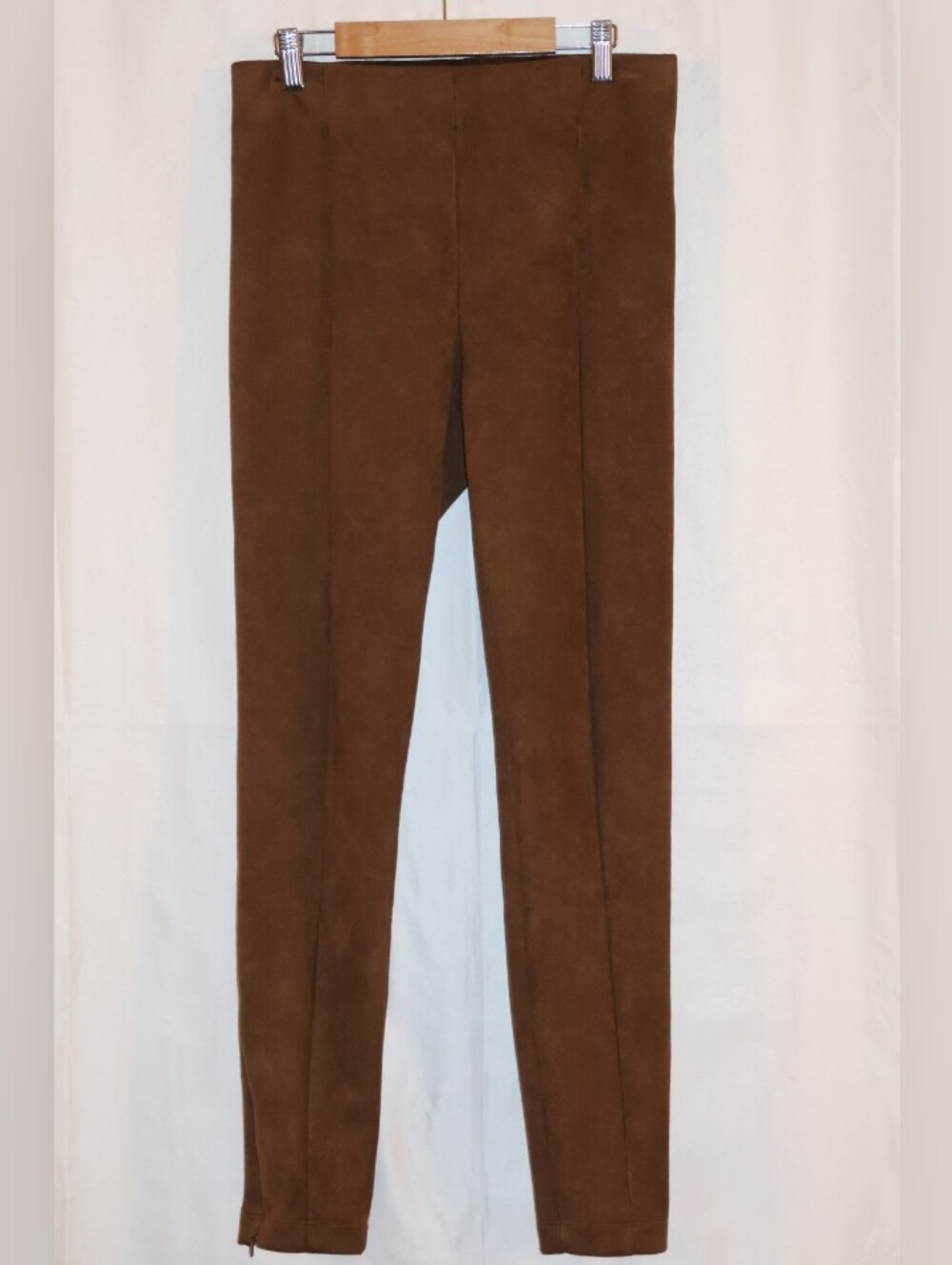 LOFT Brown Faux Suede Ankle Zip Legging Pants. Size ST.